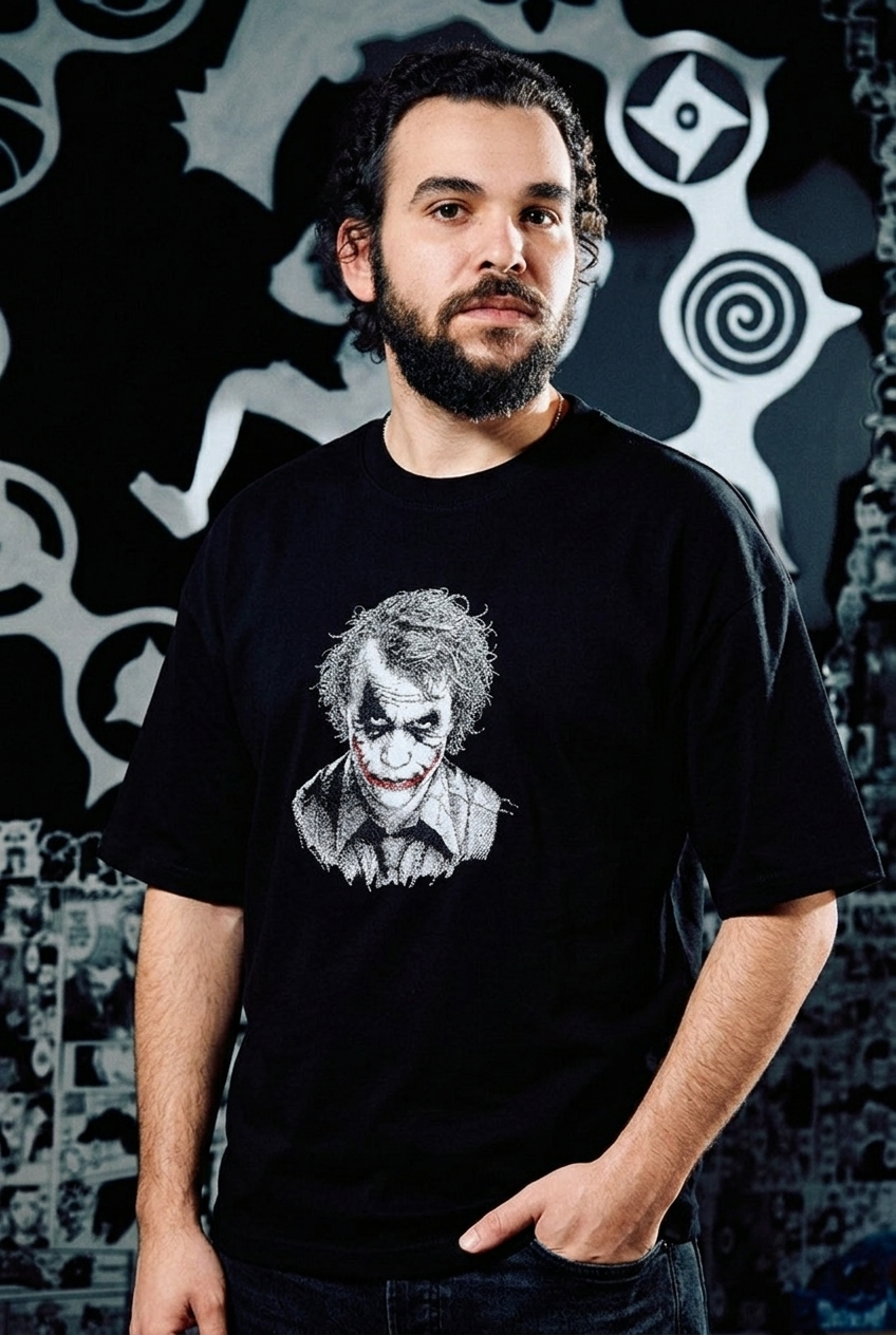 The Dark Knight T-Shirt – Joker Premium Embroidered Edition - Black