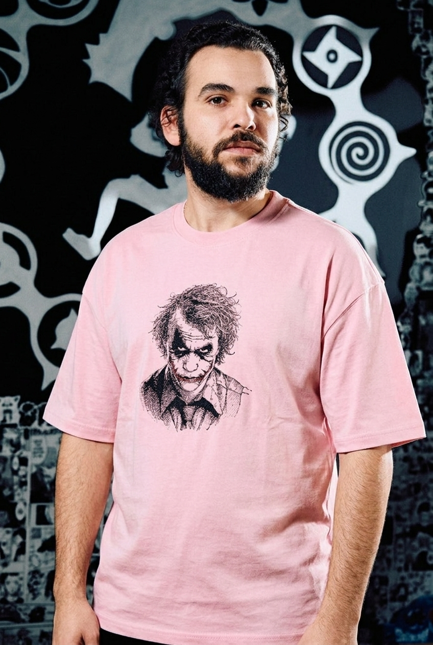 The Dark Knight T-Shirt – Joker Premium Embroidered Edition - Pink