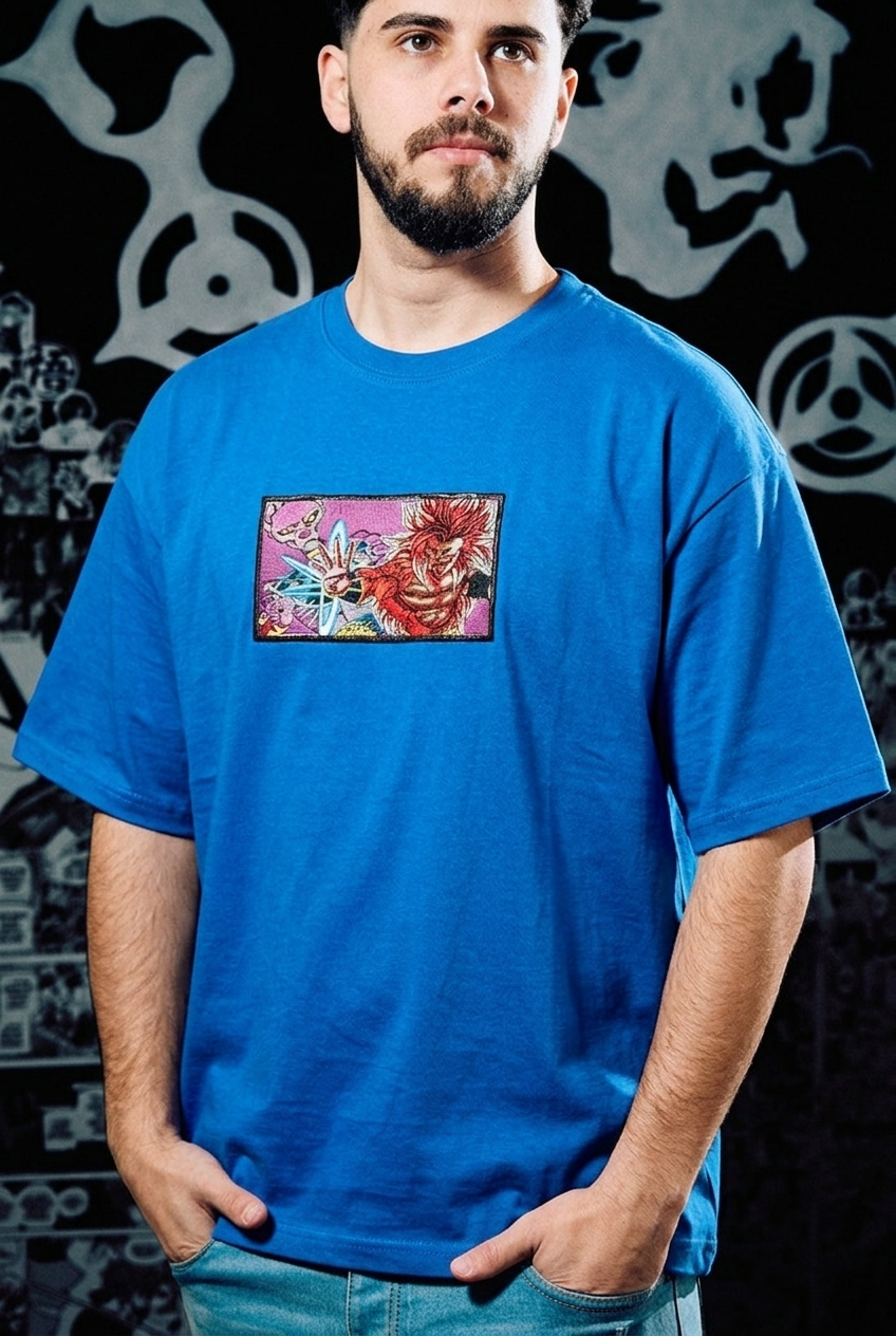 Dragon Ball T-Shirt – Broly vs Beerus Comic Panel Edition - Blue