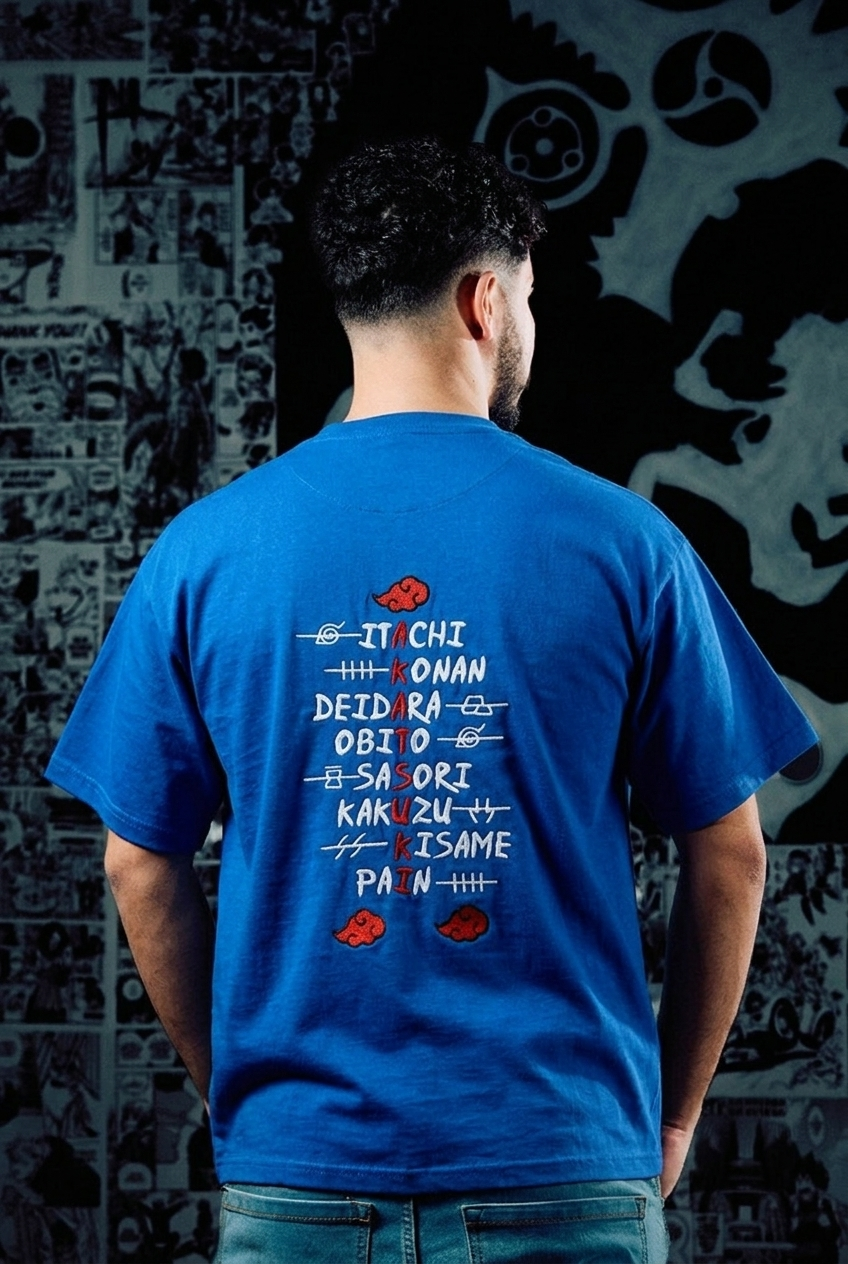 Naruto T-Shirt – Akatsuki Members Edition (Front & Back) - Blue