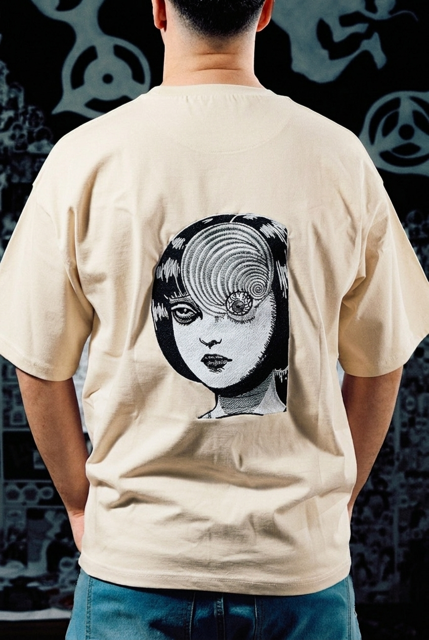 Junji Ito T-Shirt – Uzumaki Spiral Horror Back Print Edition - Beige