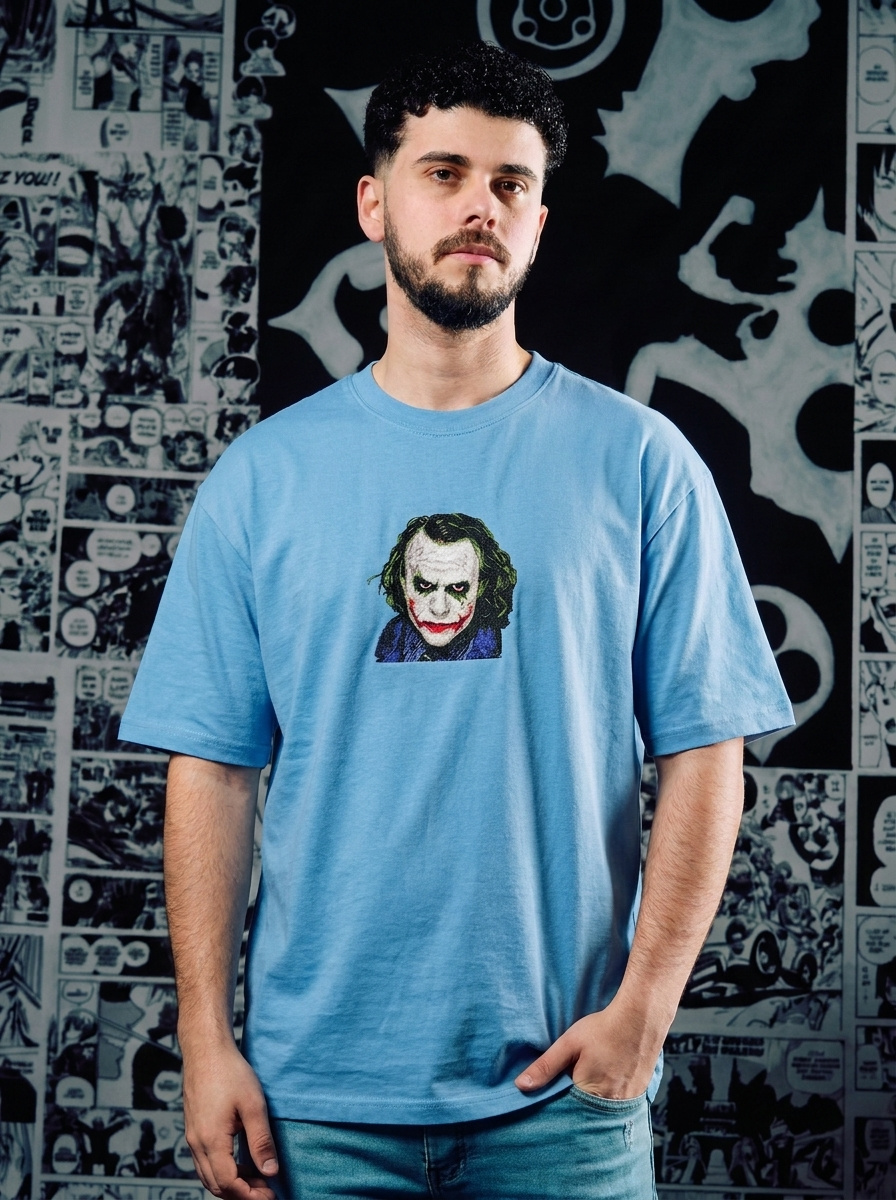 The Dark Knight Rises Embroidered Tee - Light Blue