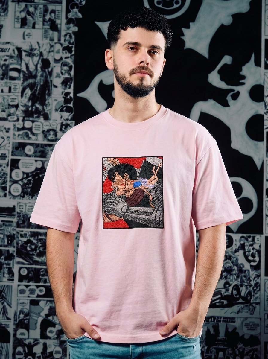 Hawk of Light Embroidered Tee - Light Pink