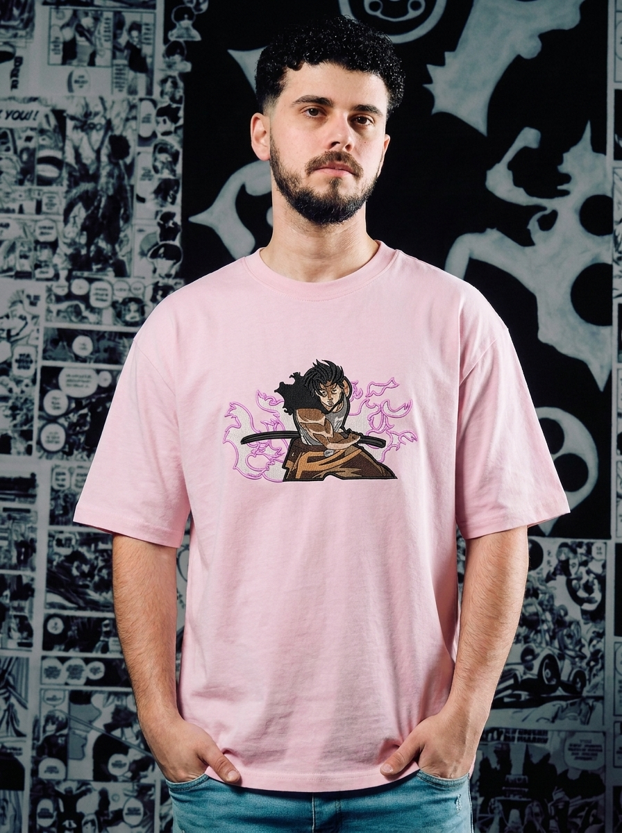 Devil Union Knight Embroidered Tee - Light Pink