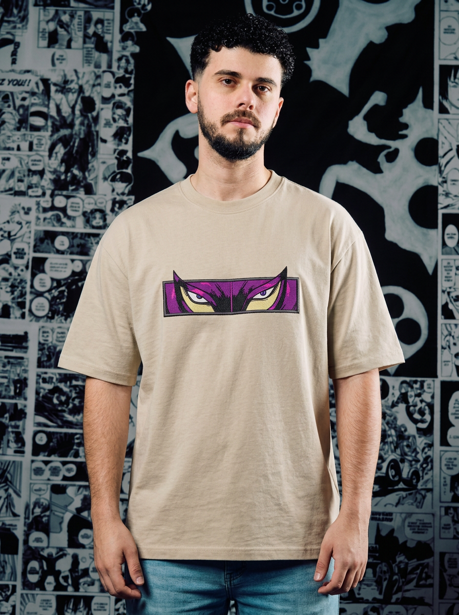 Skull Knight Embroidered Tee - Beige