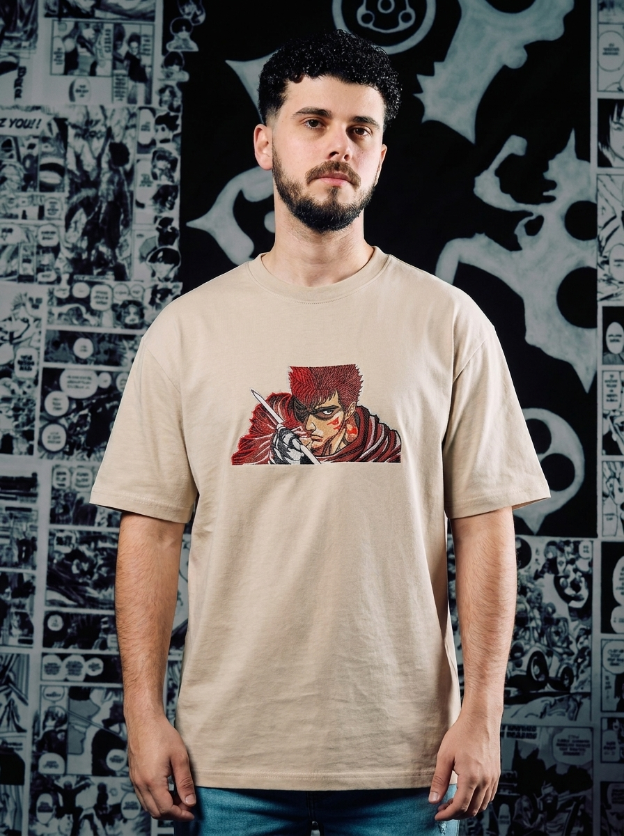 Eclipse Survivor Embroidered Tee - Beige