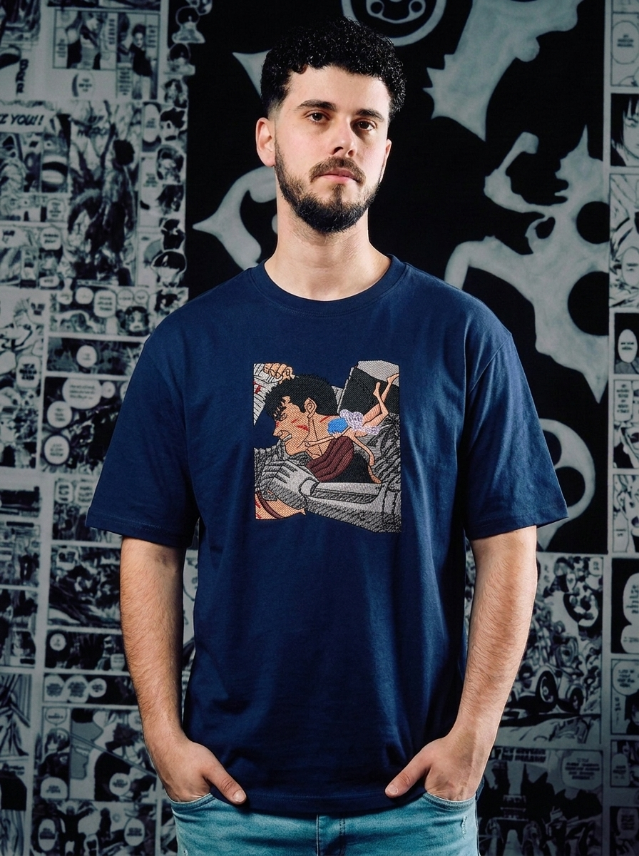 Hawk of Light Embroidered Tee - Navy