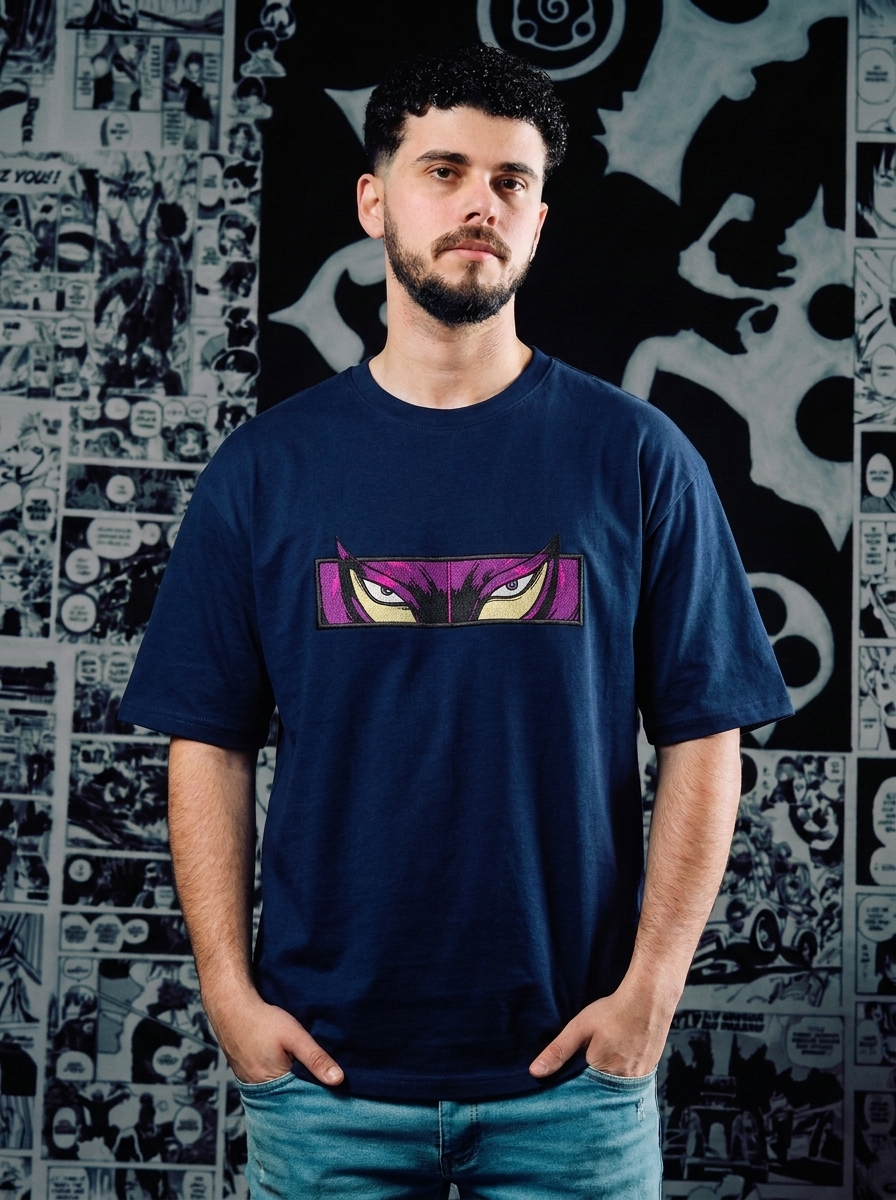 Skull Knight Embroidered Tee - Navy