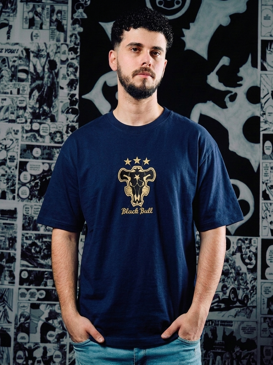Black Bulls Squad Embroidered Tee - Navy