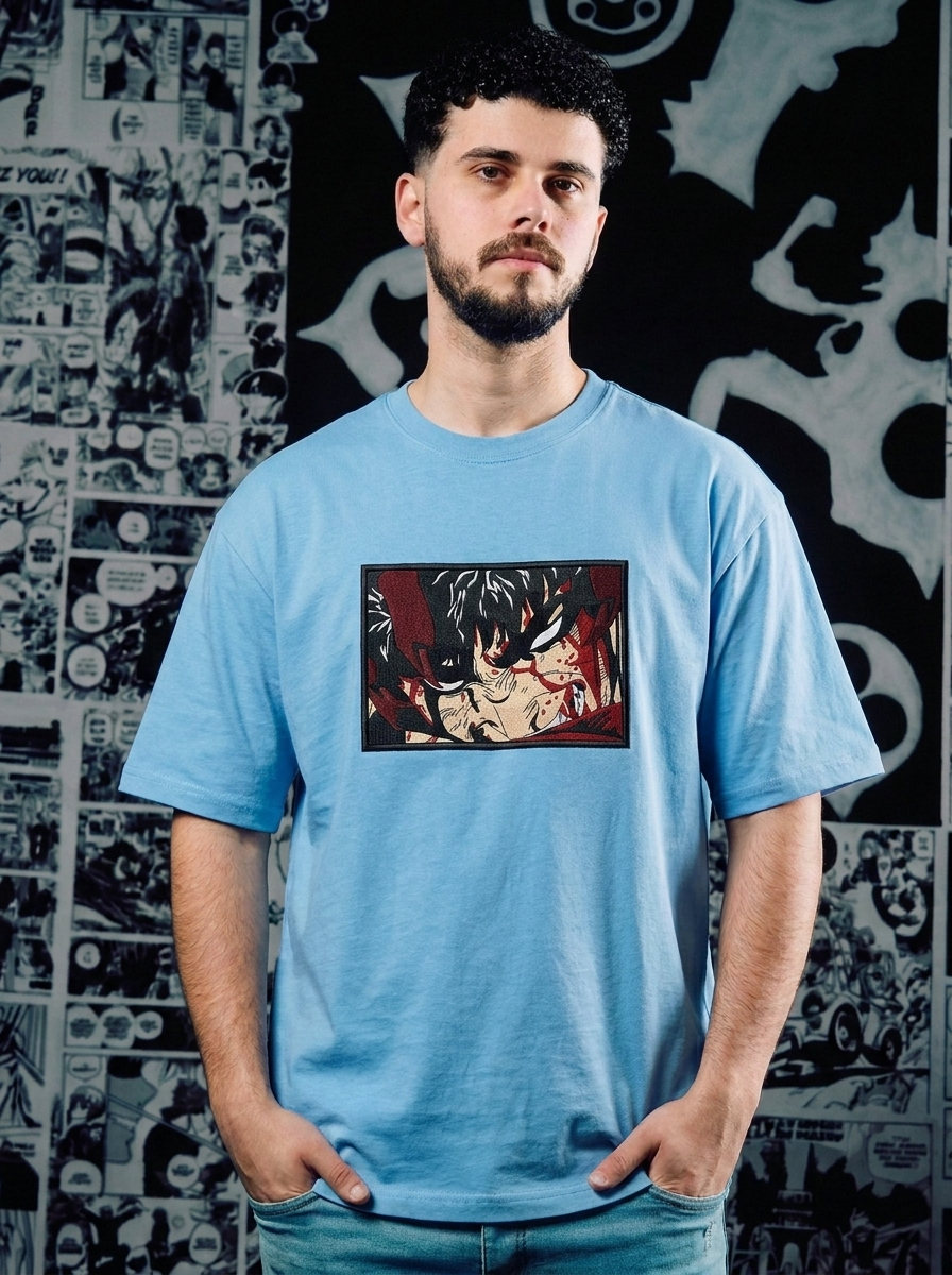 Struggler's Mark Embroidered Tee - Light Blue