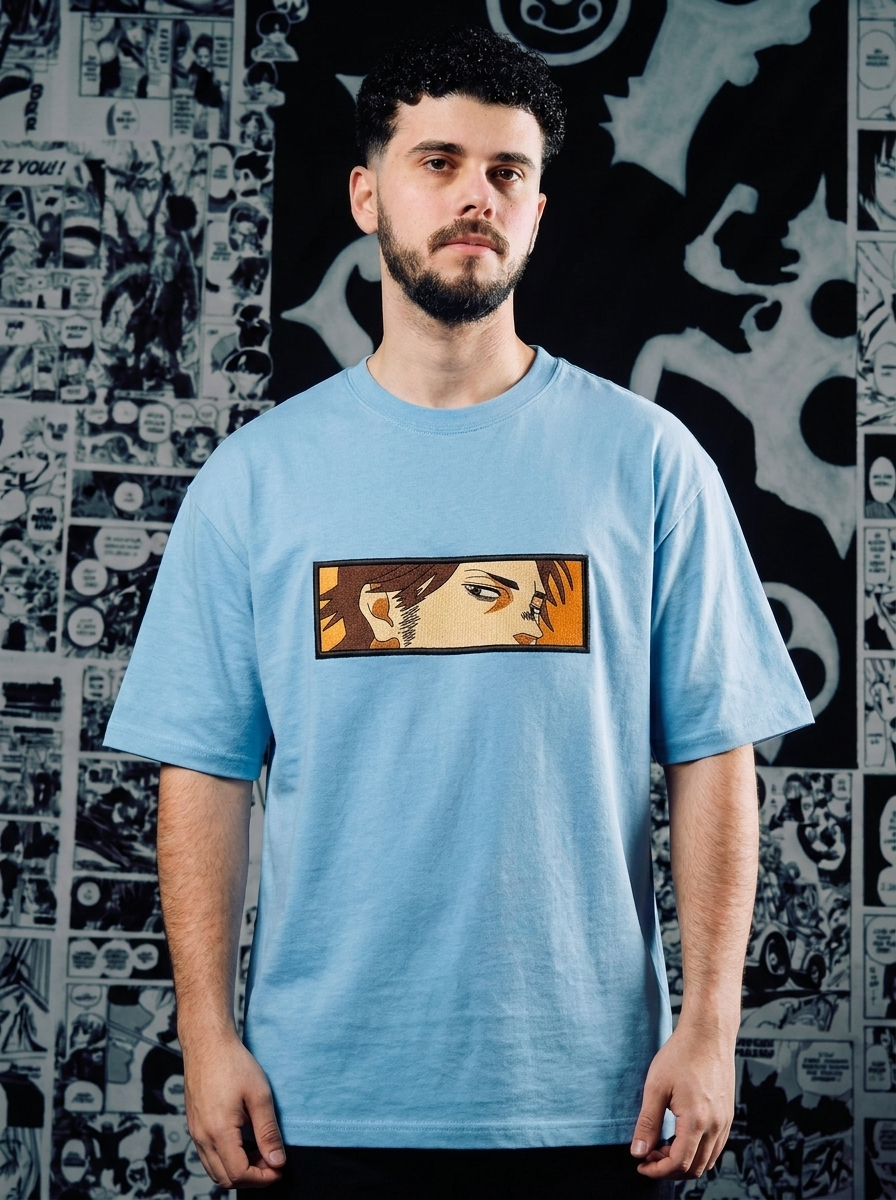 Clover Kingdom Elite Embroidered Tee - Light Blue