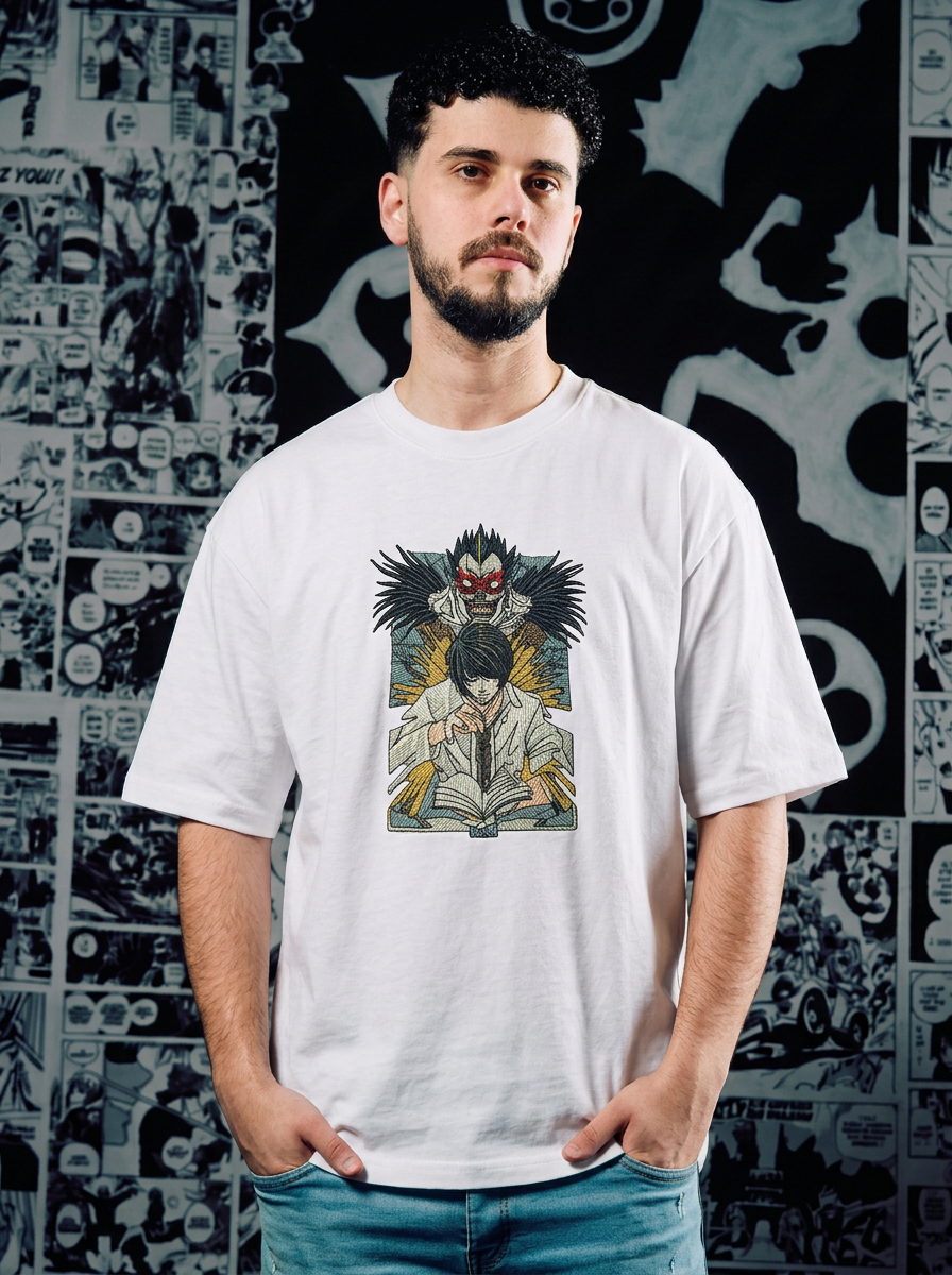 Shinigami's Apple Embroidered Tee - White