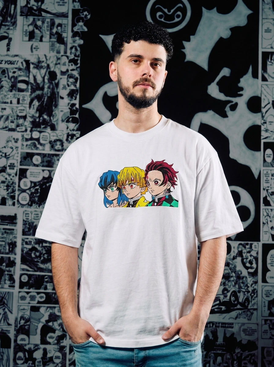 Thunderclap and Flash Embroidered Tee - White