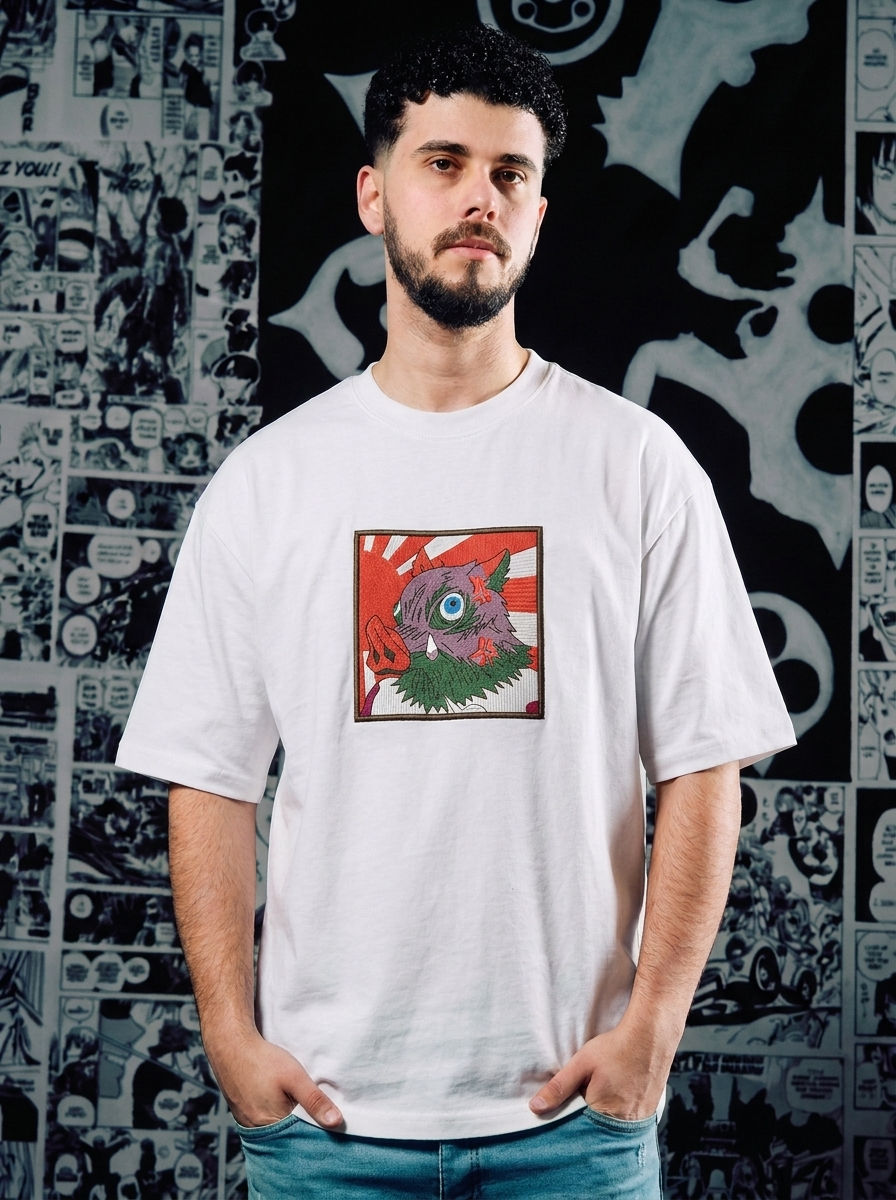 Upper Moon Six: Gyutaro Embroidered Tee - White