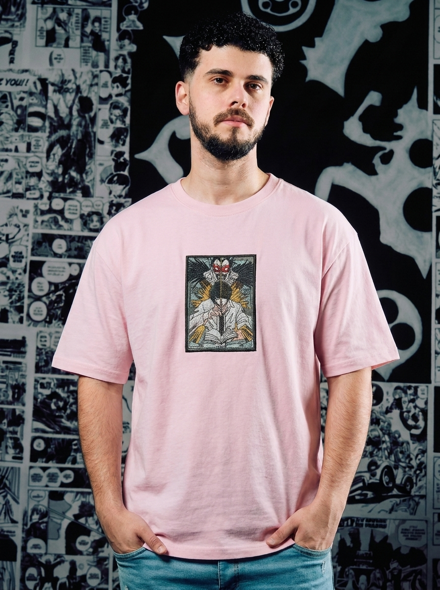 Shinigami's Apple Embroidered Tee - Light Pink