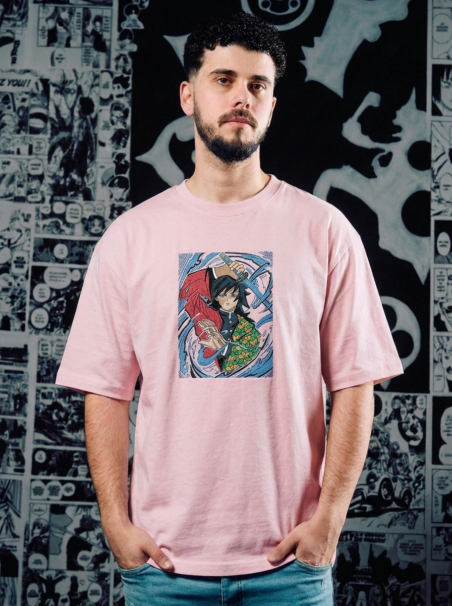 Progenitor of Demons Embroidered Tee - Light Pink