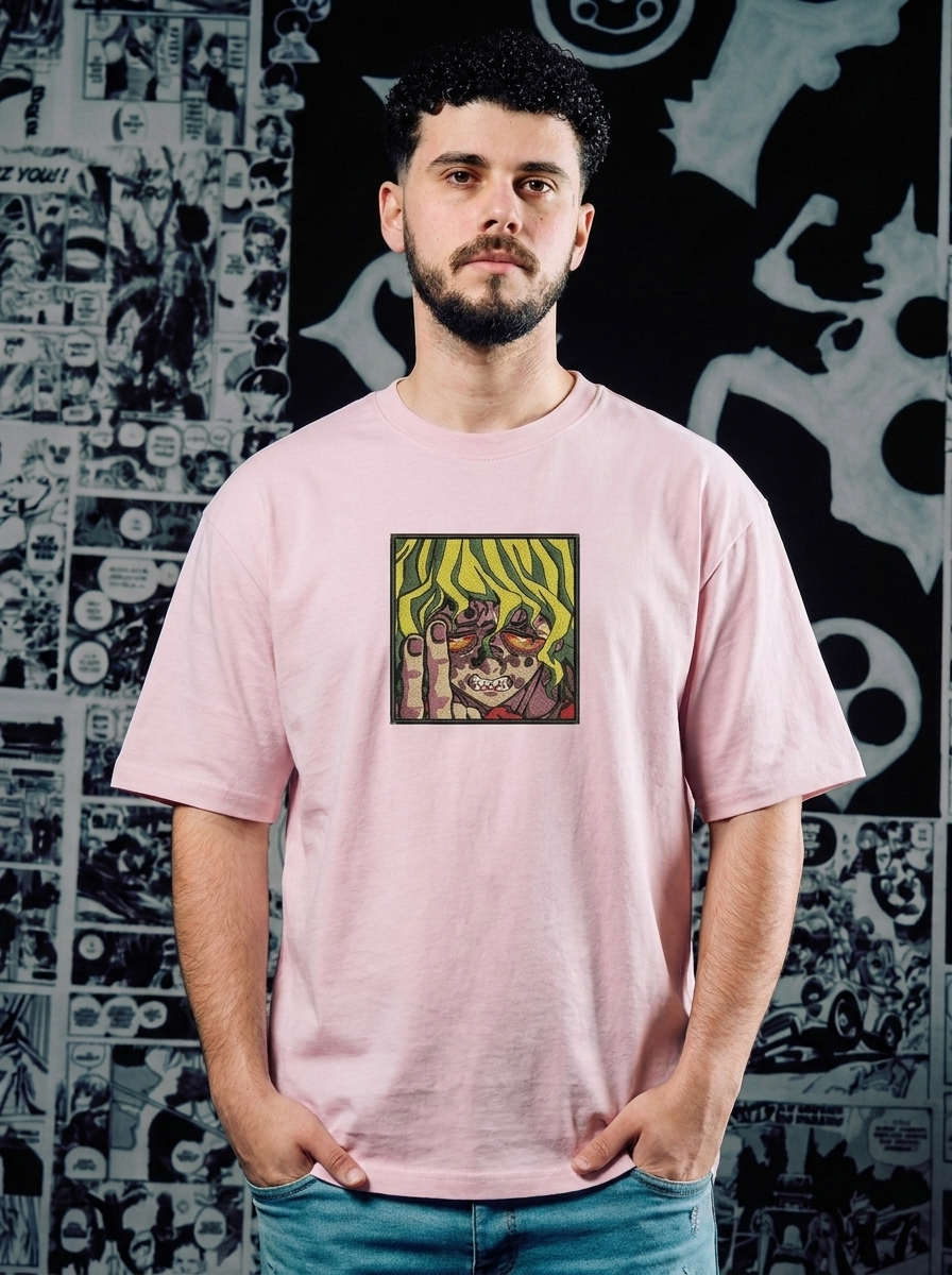 Wind Hashira Embroidered Tee - Light Pink