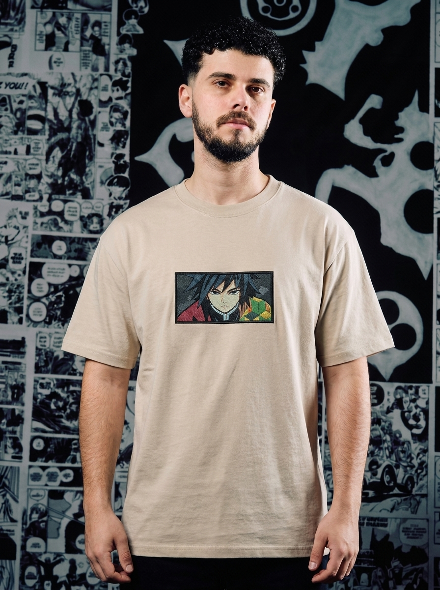Upper Moon Three Embroidered Tee - Beige