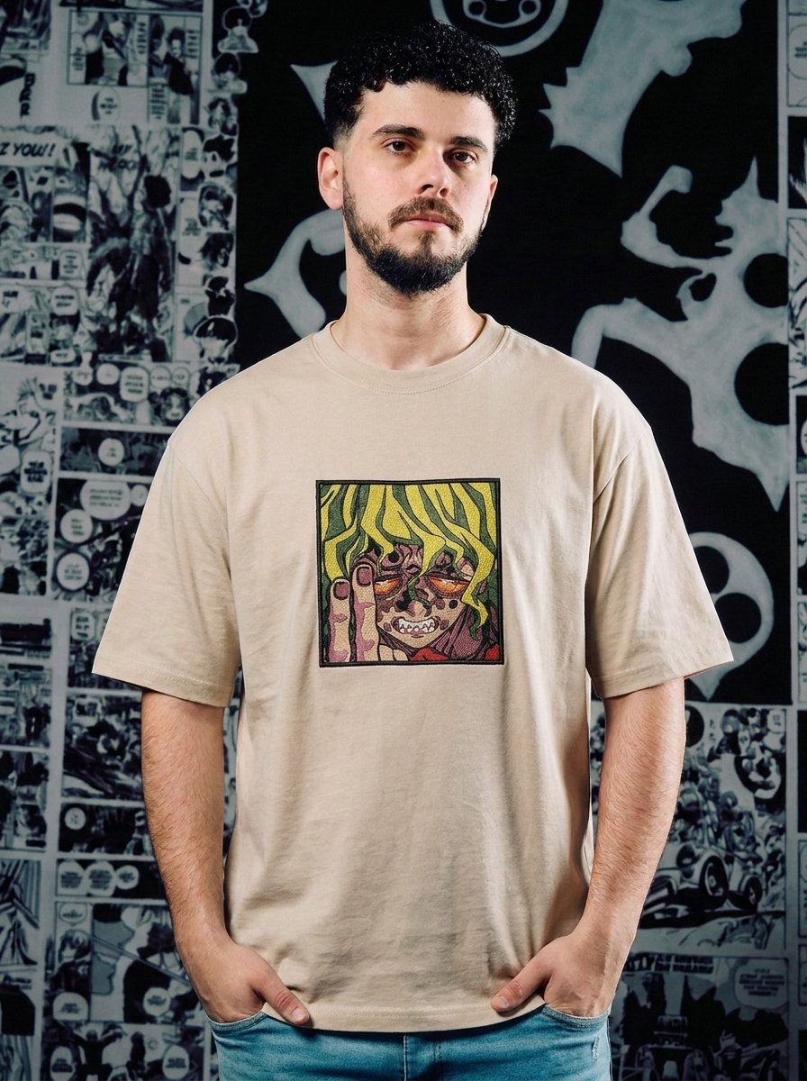 Wind Hashira Embroidered Tee - Beige