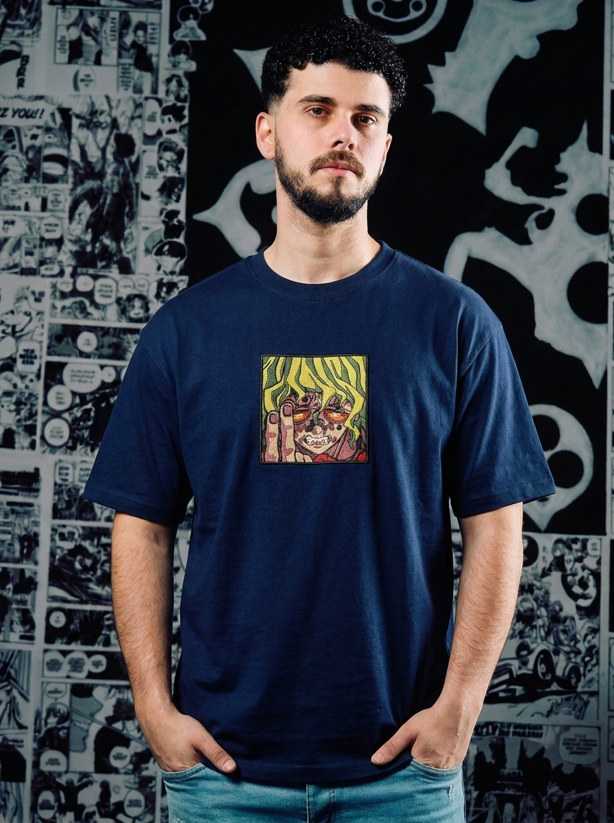 Wind Hashira Embroidered Tee - Navy