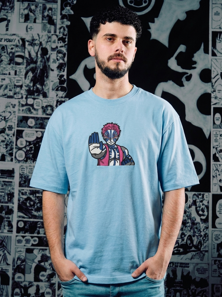 Bamboo Muzzle Embroidered Tee - Light Blue