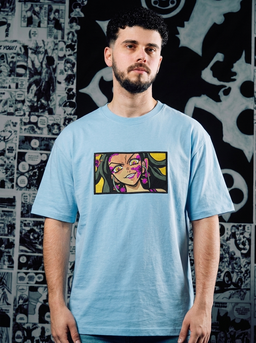 Water Hashira Embroidered Tee - Light Blue