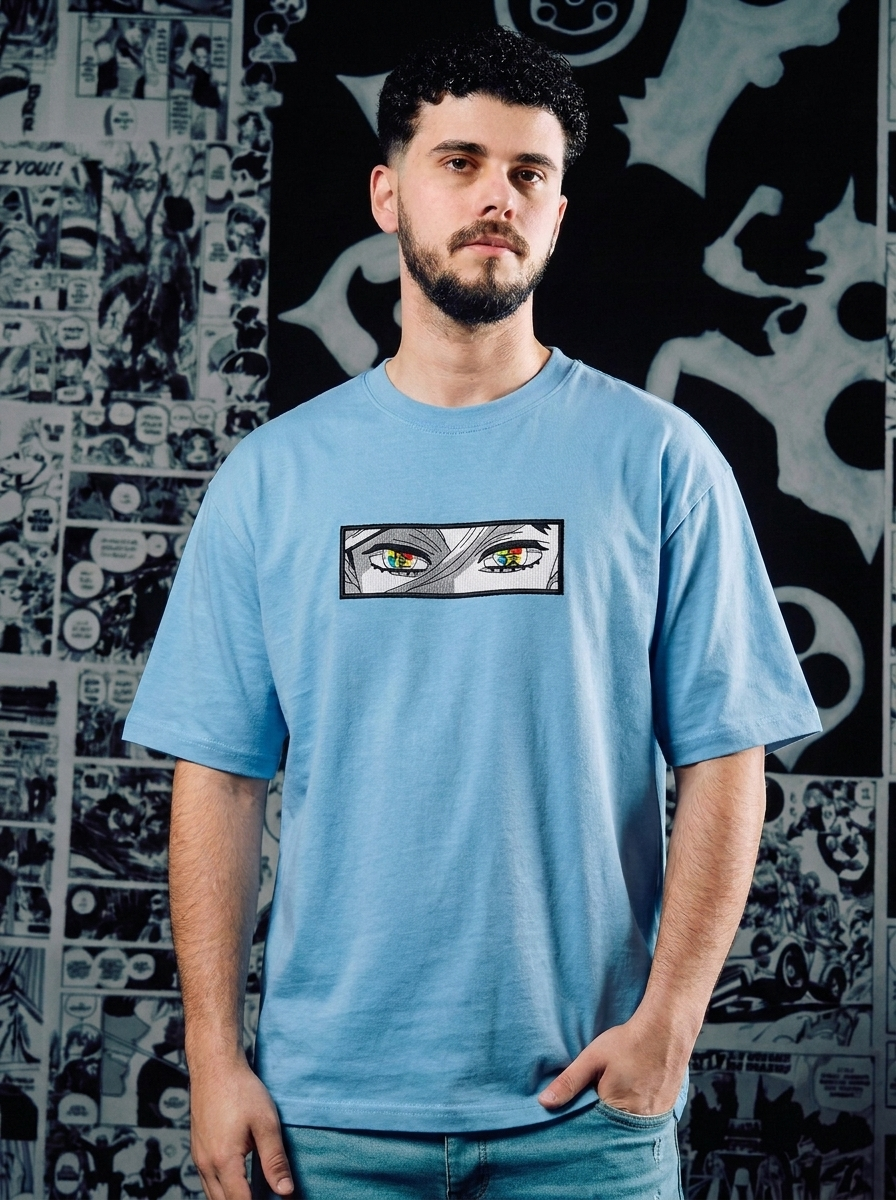 Insect Hashira Embroidered Tee - Light Blue
