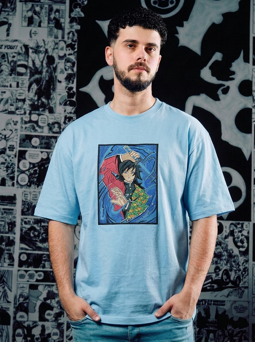 Progenitor of Demons Embroidered Tee - Light Blue