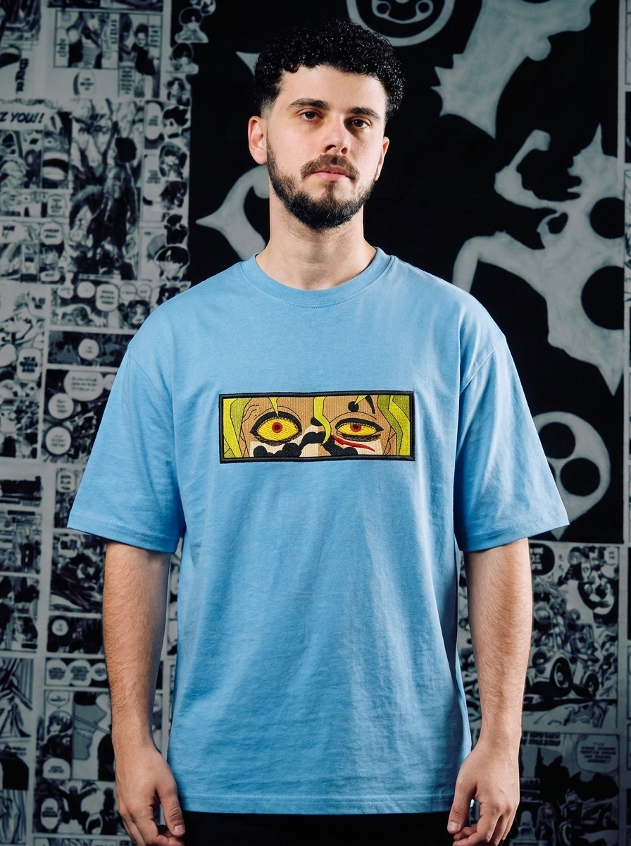Mist Hashira Embroidered Tee - Light Blue