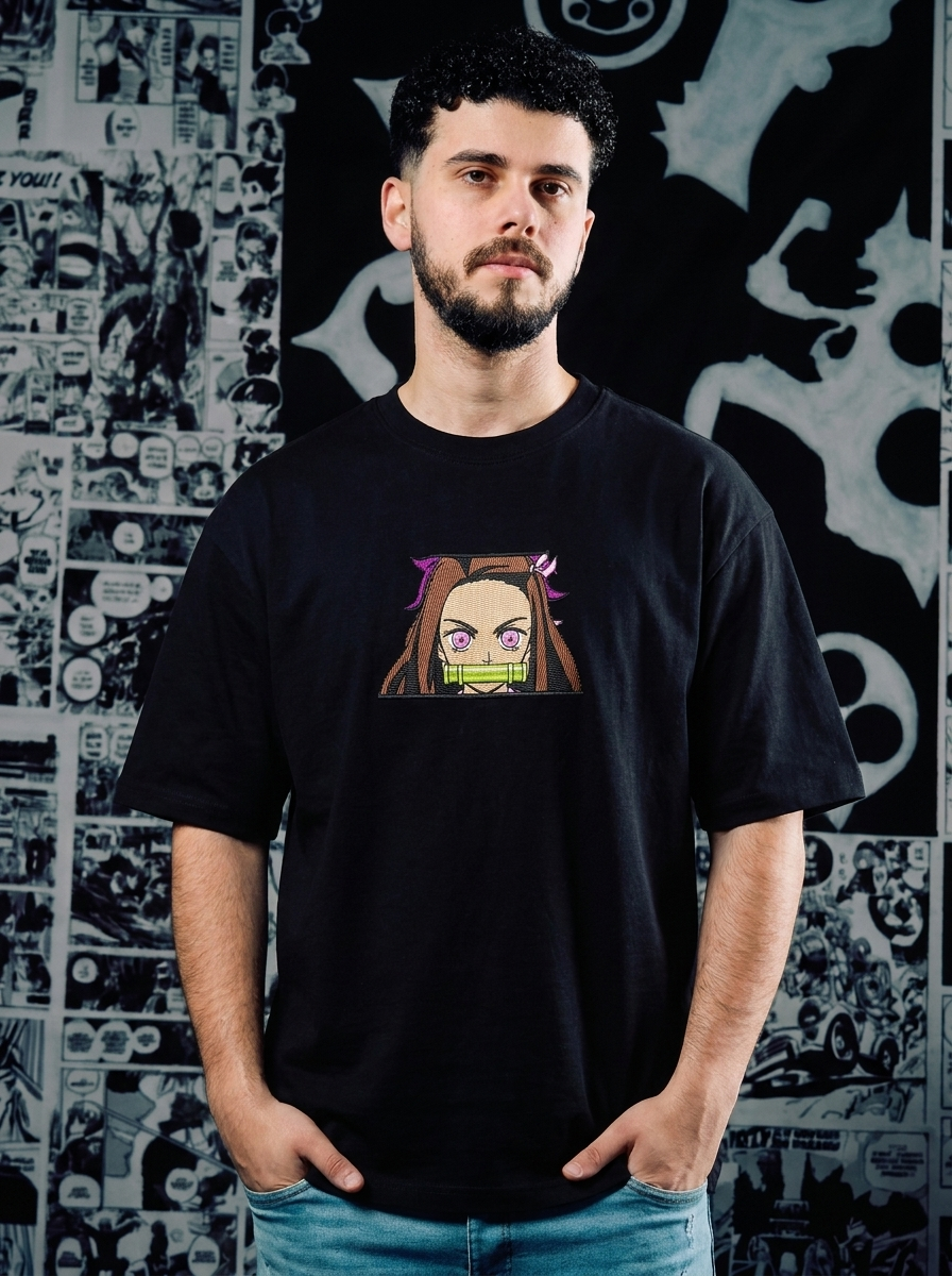 Kamado Family Crest Embroidered Tee - Black