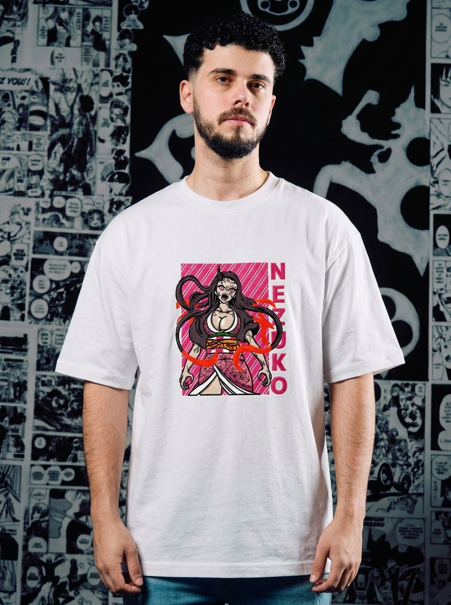 Water Surface Slash Embroidered Tee - White