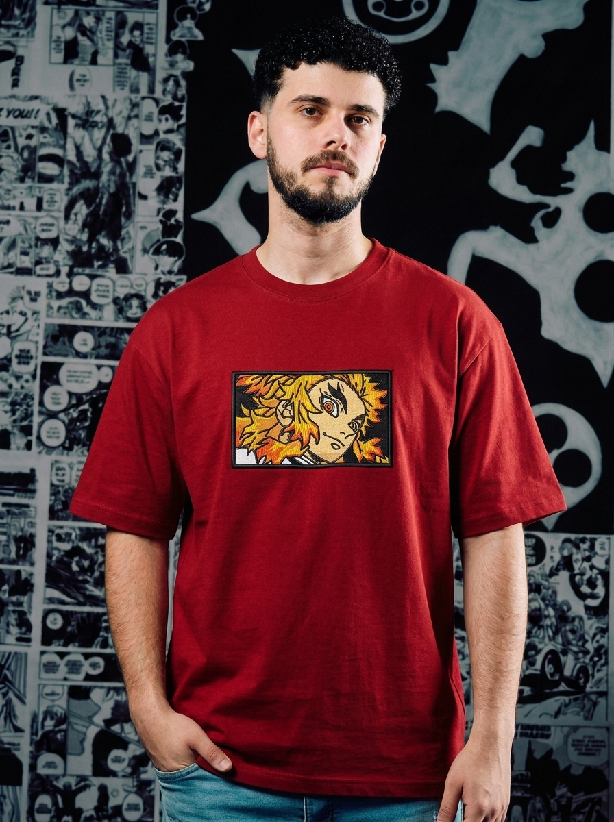Total Concentration Embroidered Tee - Dark Red