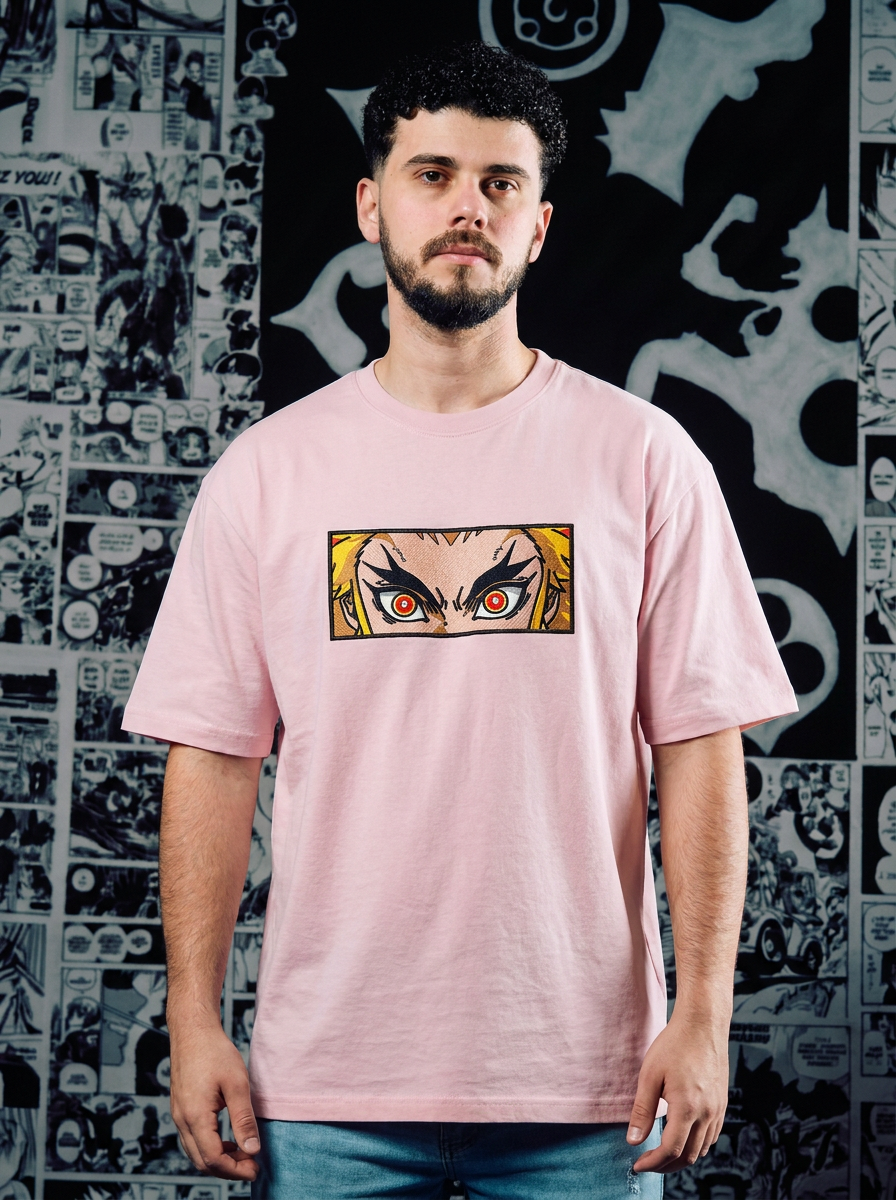 Demon Slayer Mark Embroidered Tee - Light Pink