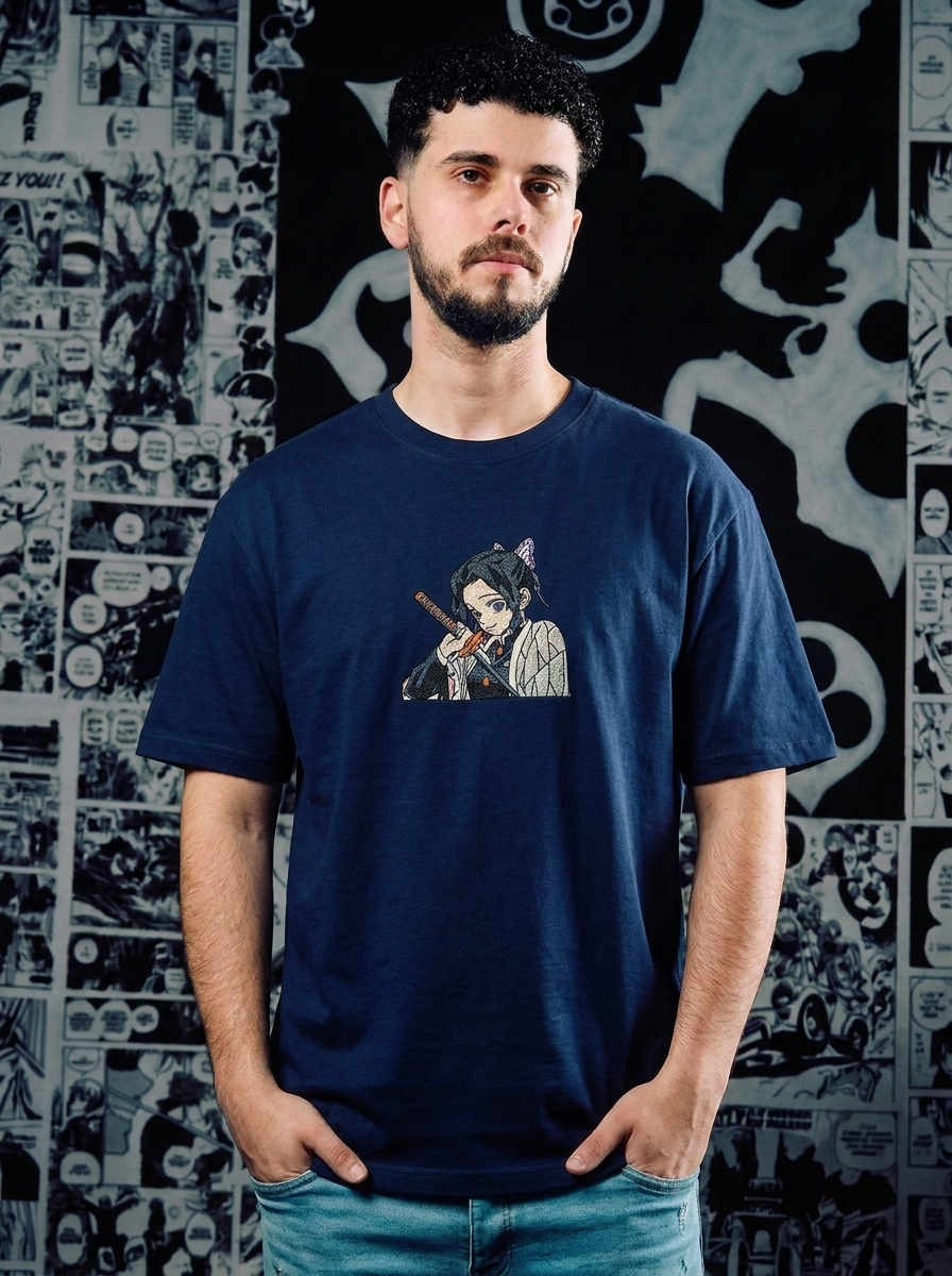 Muzan's Successor Embroidered Tee - Navy