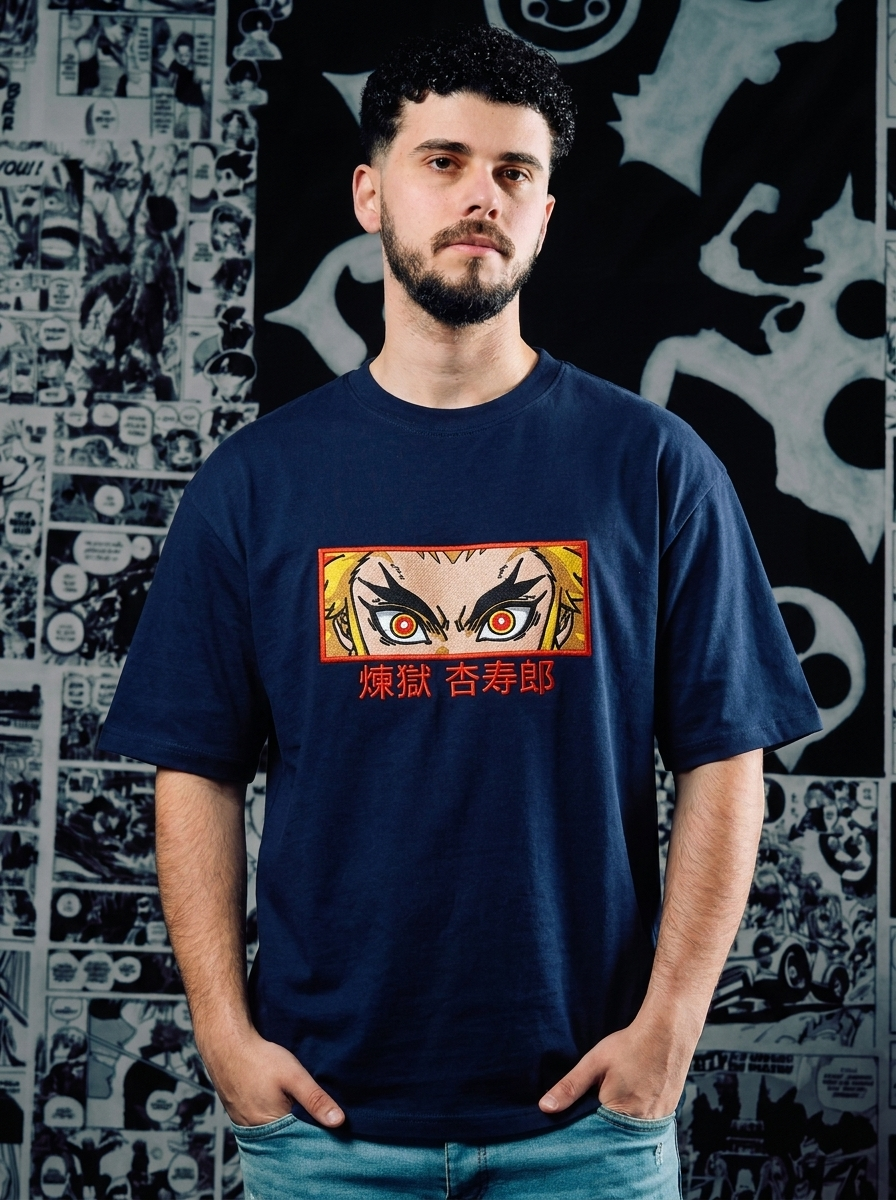 Demon Slayer Mark Embroidered Tee - Navy