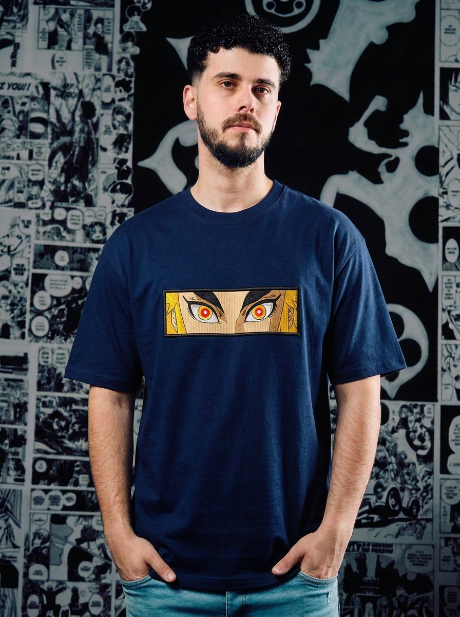 Sun Breathing Embroidered Tee - Navy