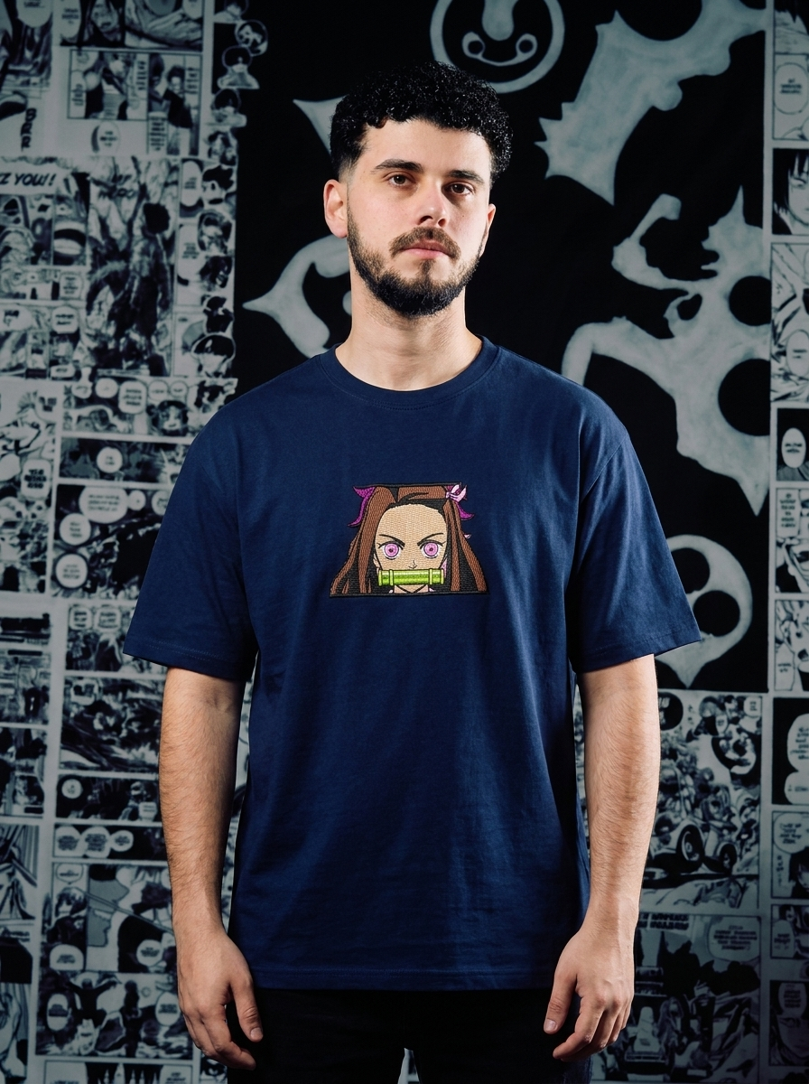 Kamado Family Crest Embroidered Tee - Navy