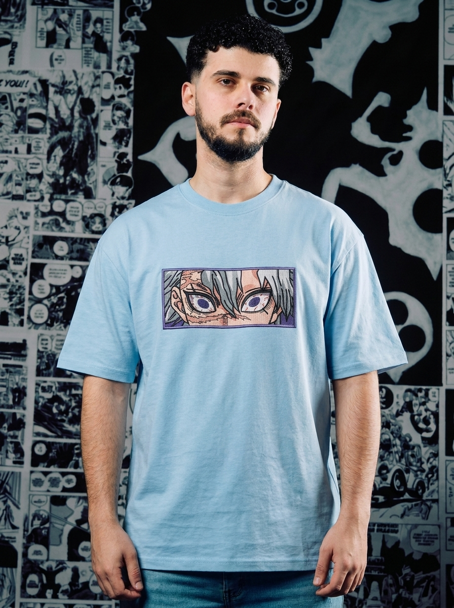 Demon Slayer Corps Embroidered Tee - Light Blue