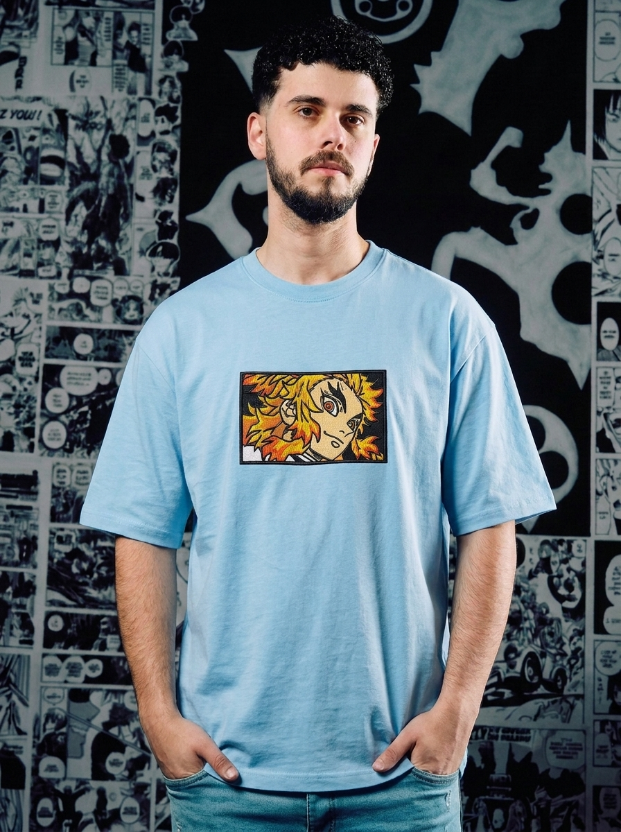 Total Concentration Embroidered Tee - Light Blue