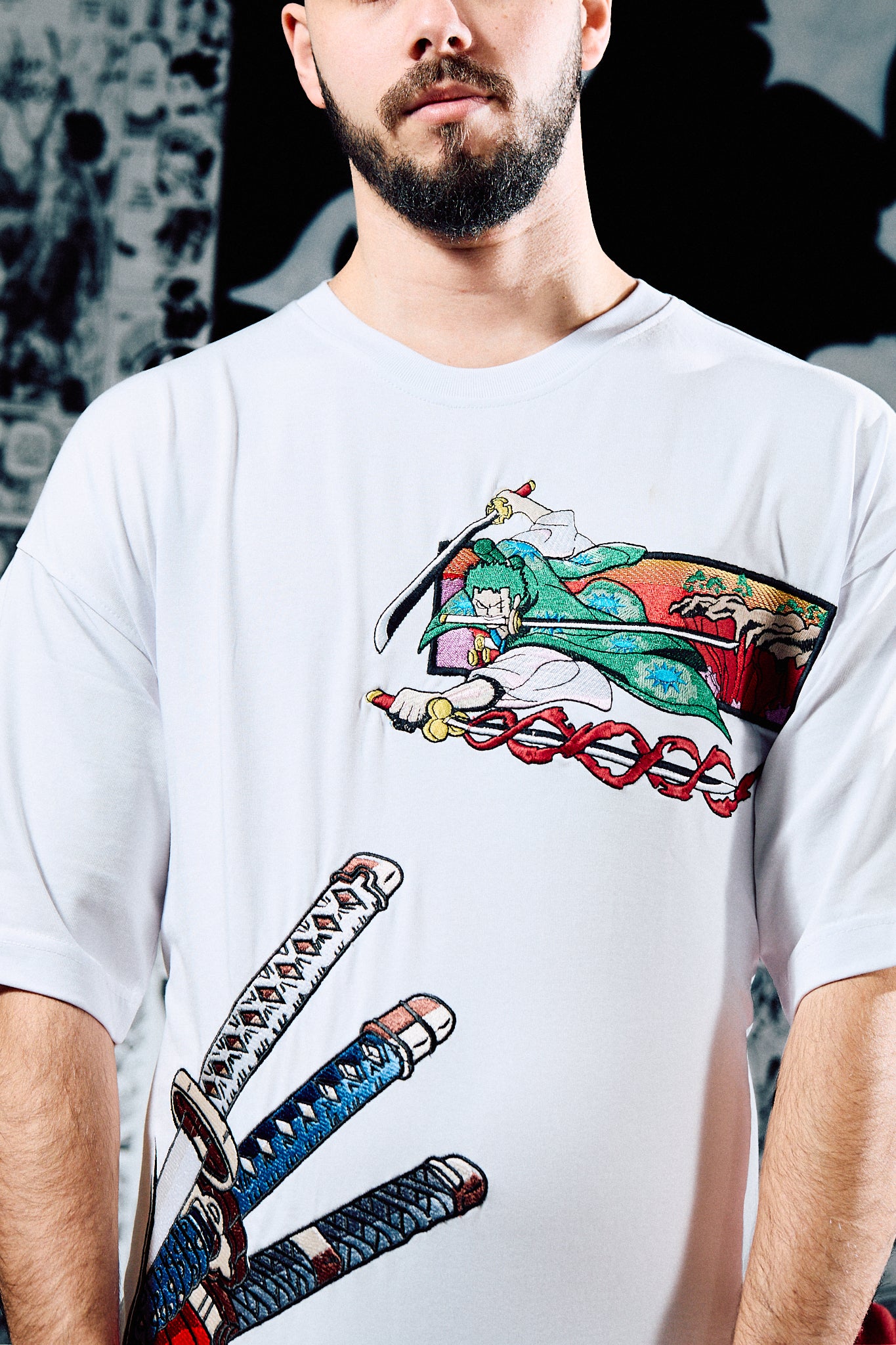 One Piece T-Shirt – Zoro Three Swords Wano Edition - White