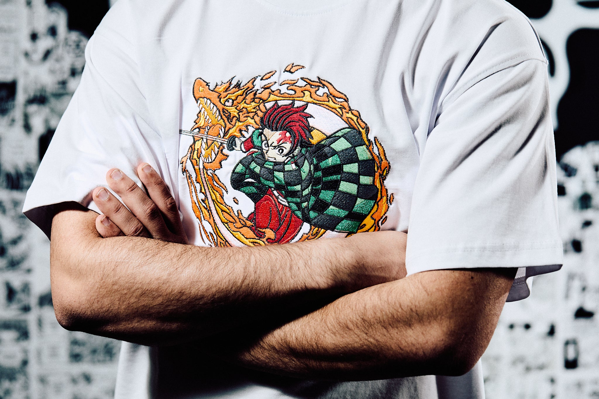 Tanjiro Kamado Premium Embroidered Short Sleeve T-Shirt – Demon Slayer Anime Streetwear