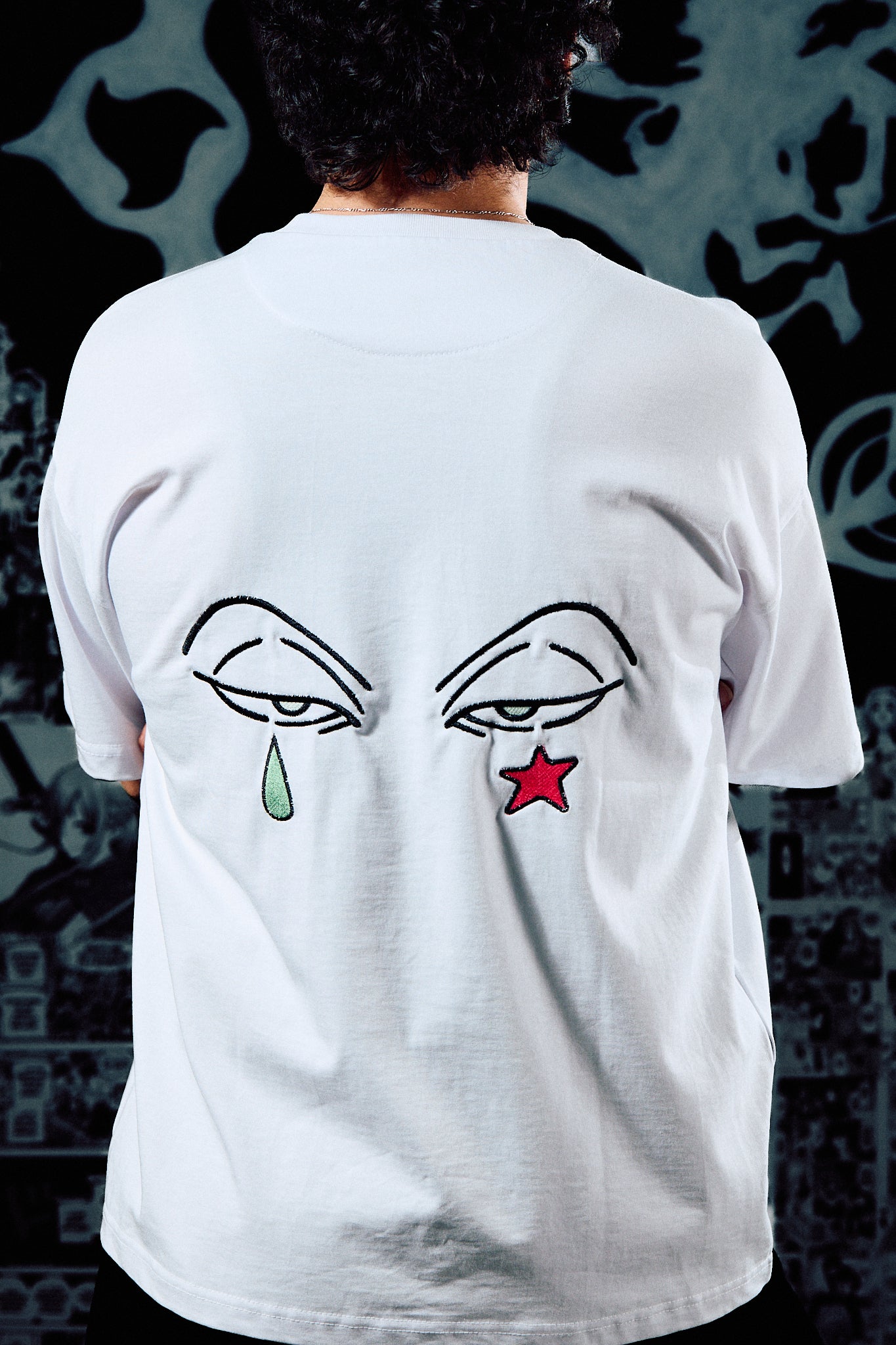 Anime Eyes T-Shirt – Tear & Star Back Print Edition - White