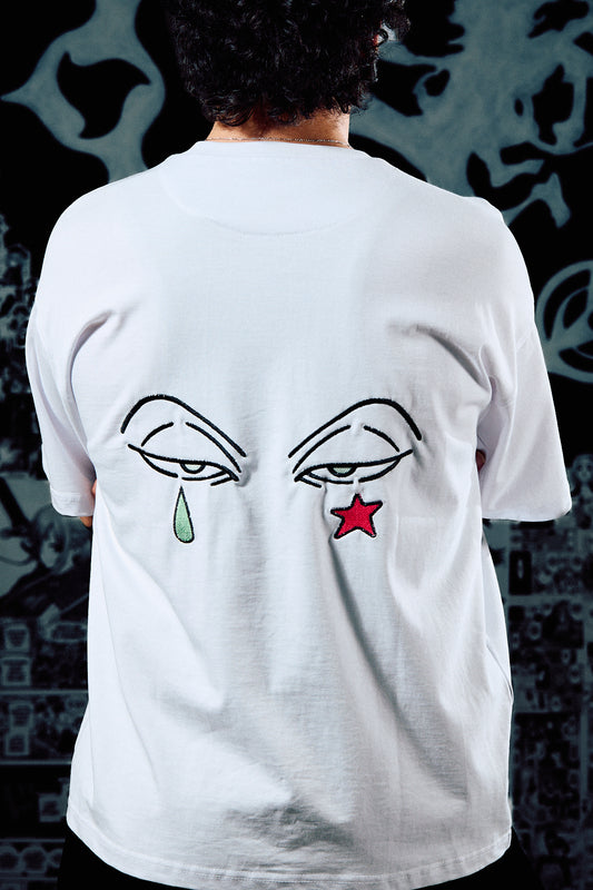 Anime Eyes T-Shirt – Tear & Star Back Print Edition - White