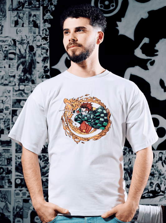 Tanjiro Kamado Premium Embroidered Short Sleeve T-Shirt – Demon Slayer Anime Streetwear
