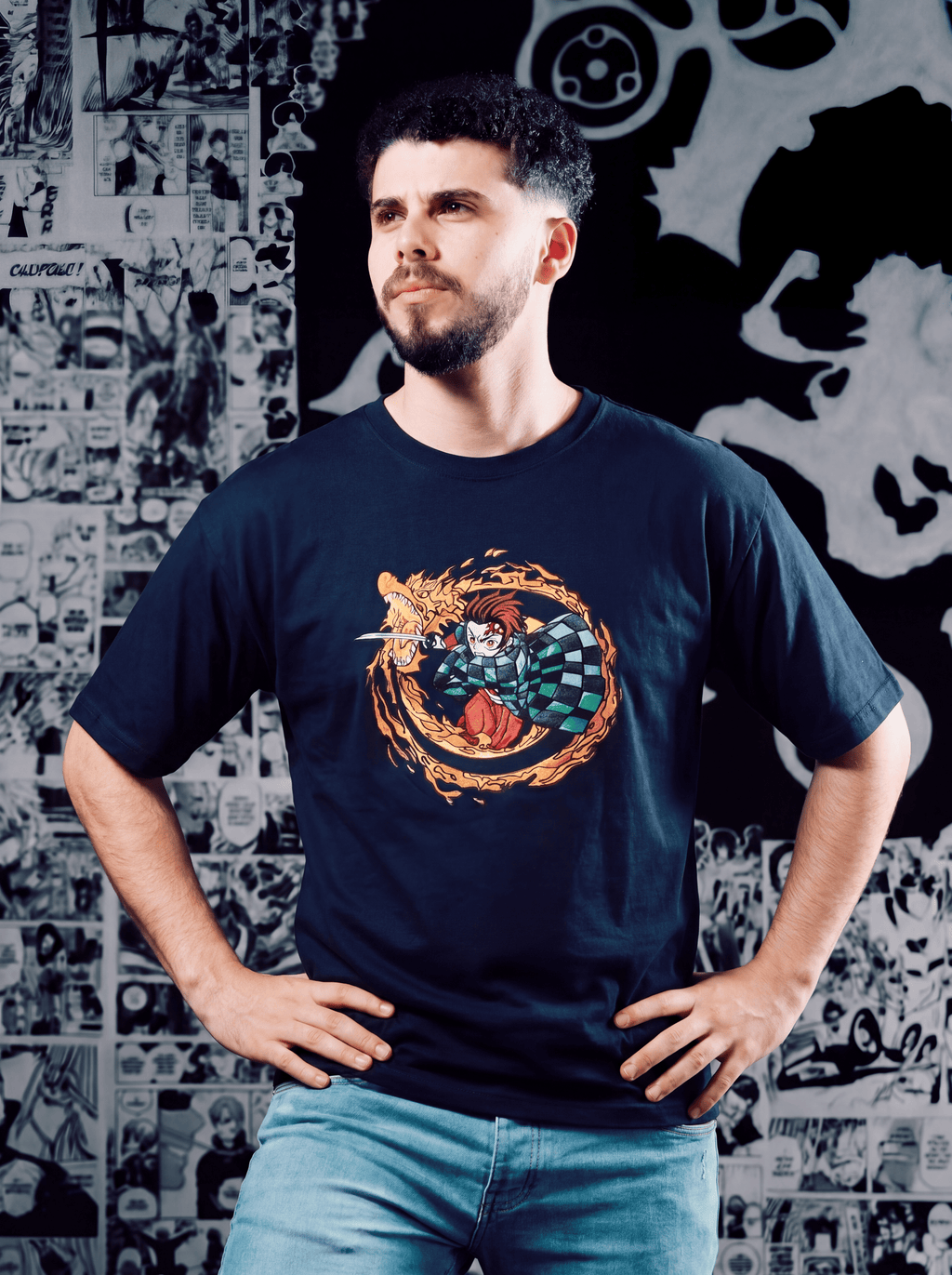 Tanjiro Kamado Premium Embroidered Short Sleeve T-Shirt – Demon Slayer Anime Streetwear