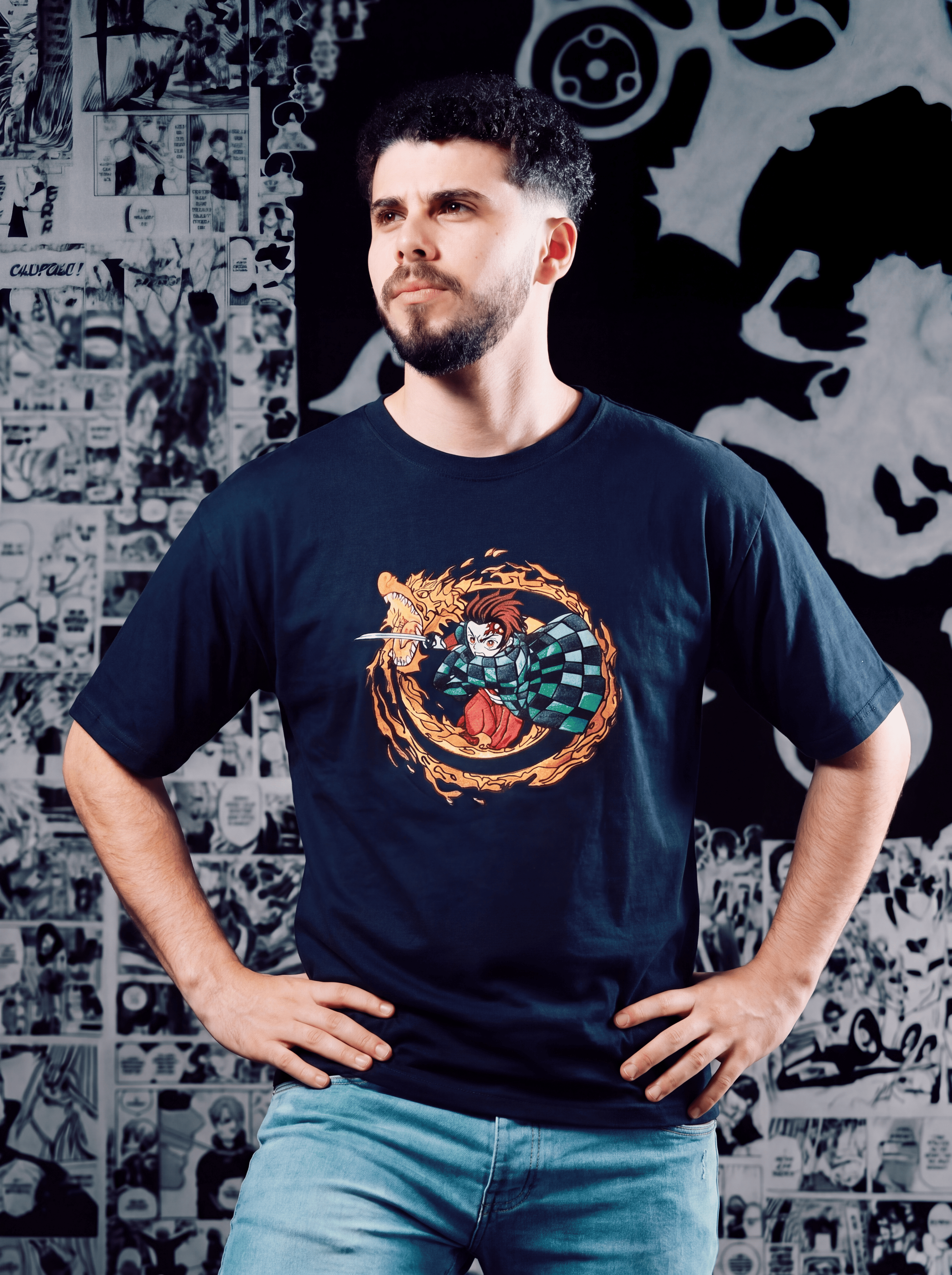 Tanjiro Kamado Premium Embroidered Short Sleeve T-Shirt – Demon Slayer Anime Streetwear