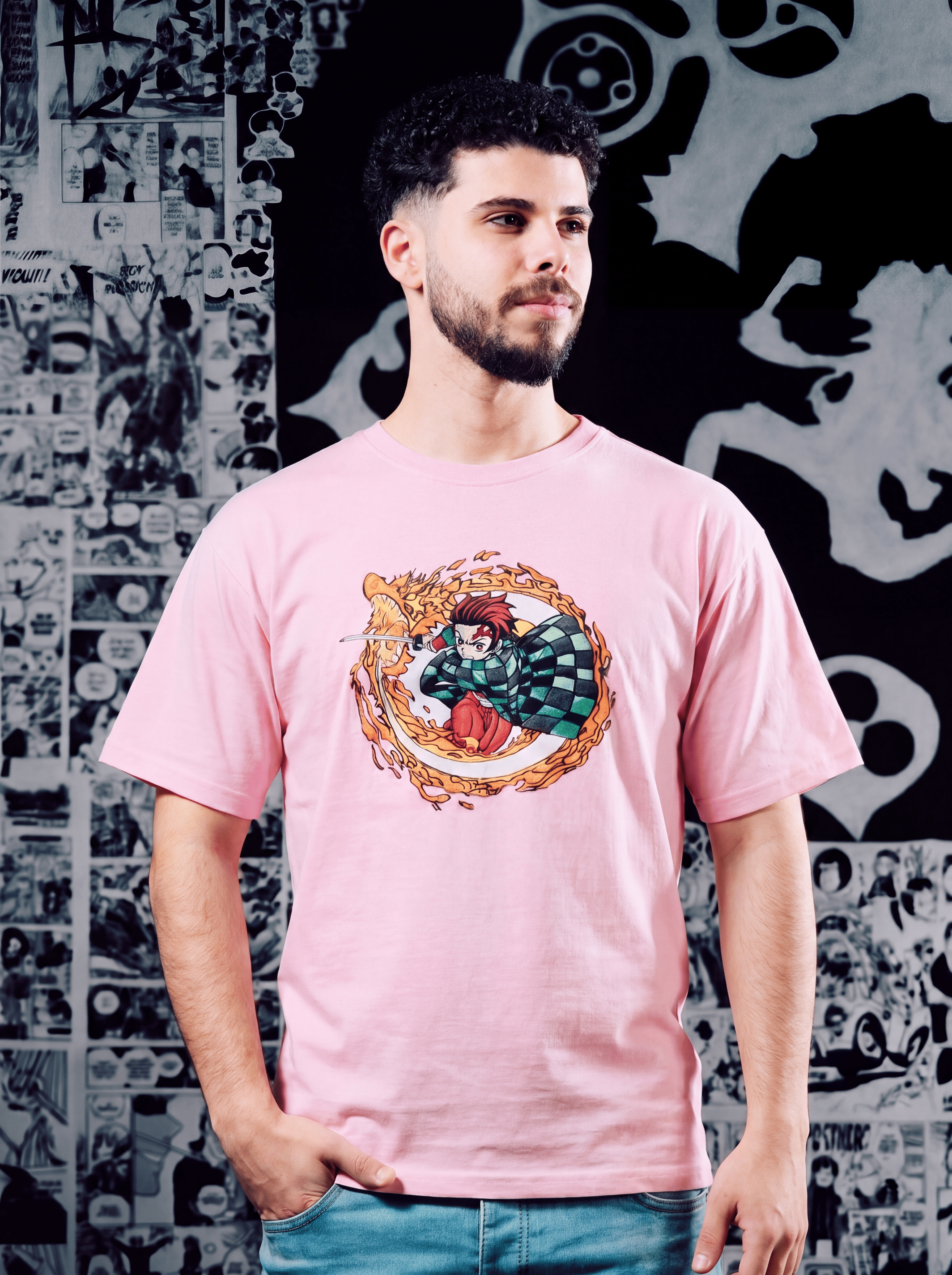 Tanjiro Kamado Premium Embroidered Short Sleeve T-Shirt – Demon Slayer Anime Streetwear