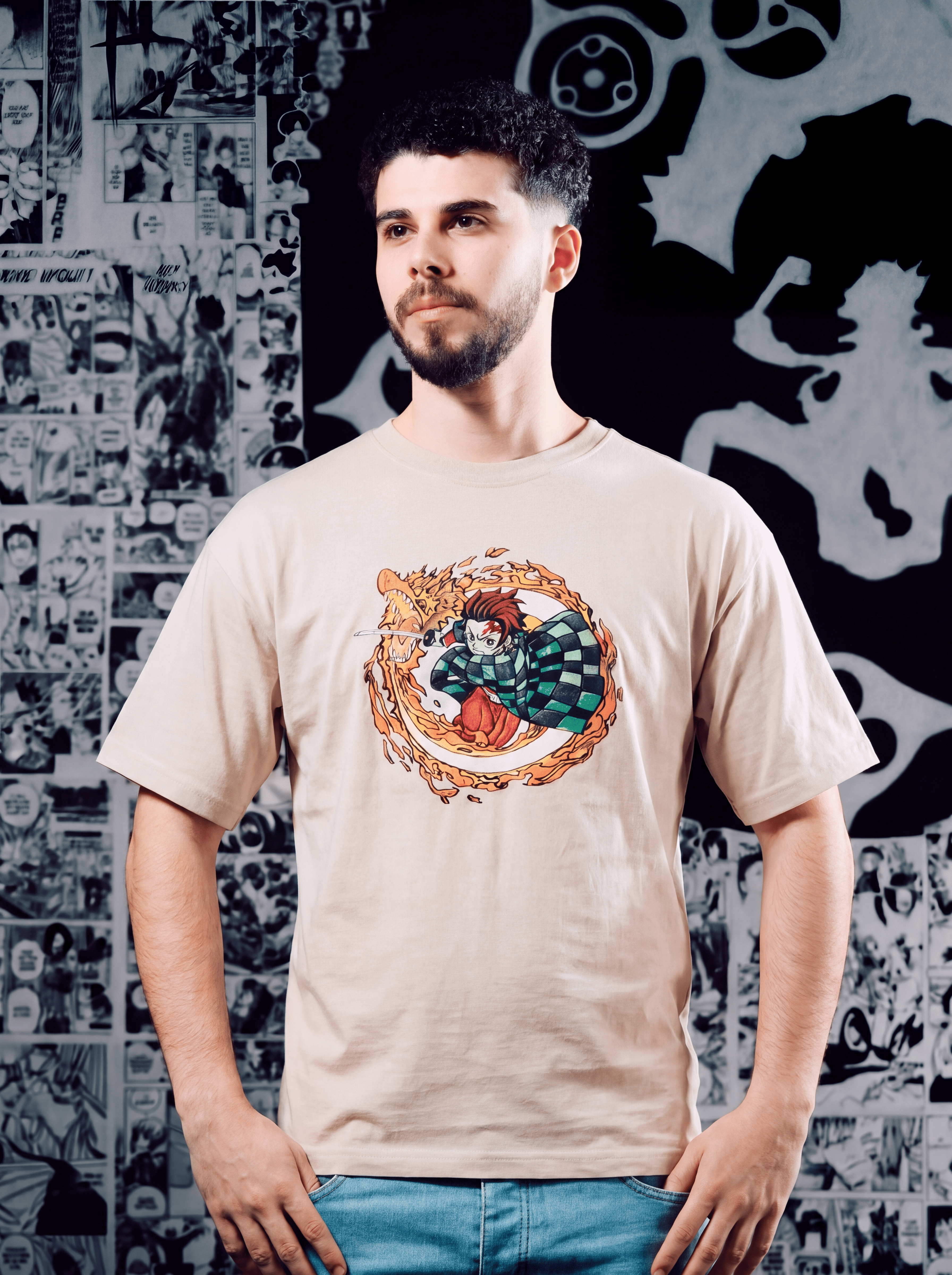 Tanjiro Kamado Premium Embroidered Short Sleeve T-Shirt – Demon Slayer Anime Streetwear