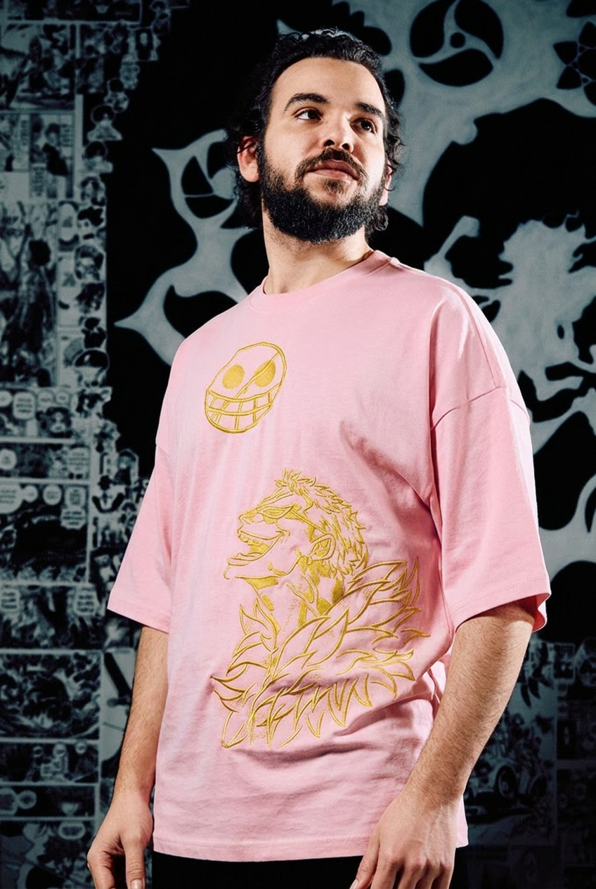 One Piece T-Shirt – Trafalgar Law Golden Edition - Pink