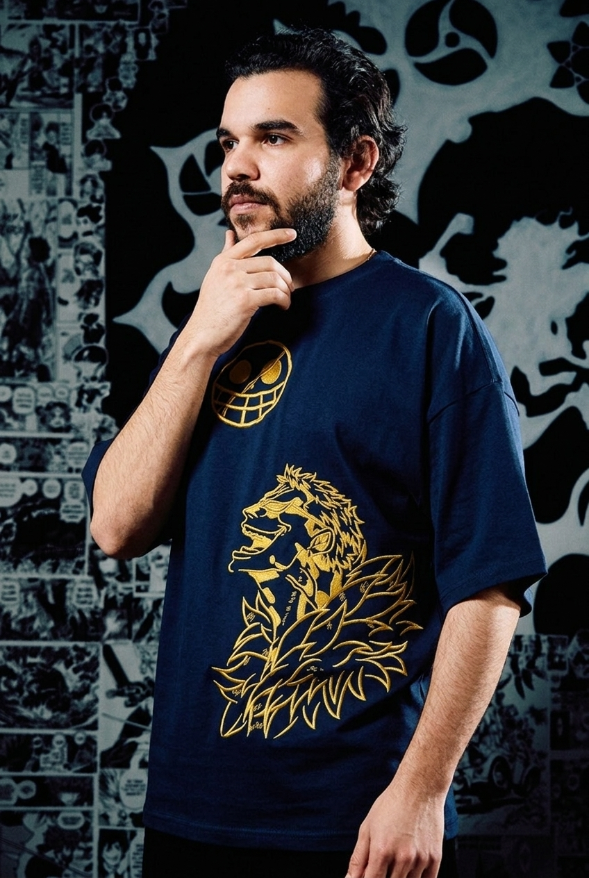 One Piece T-Shirt – Trafalgar Law Golden Edition - Navy Blue